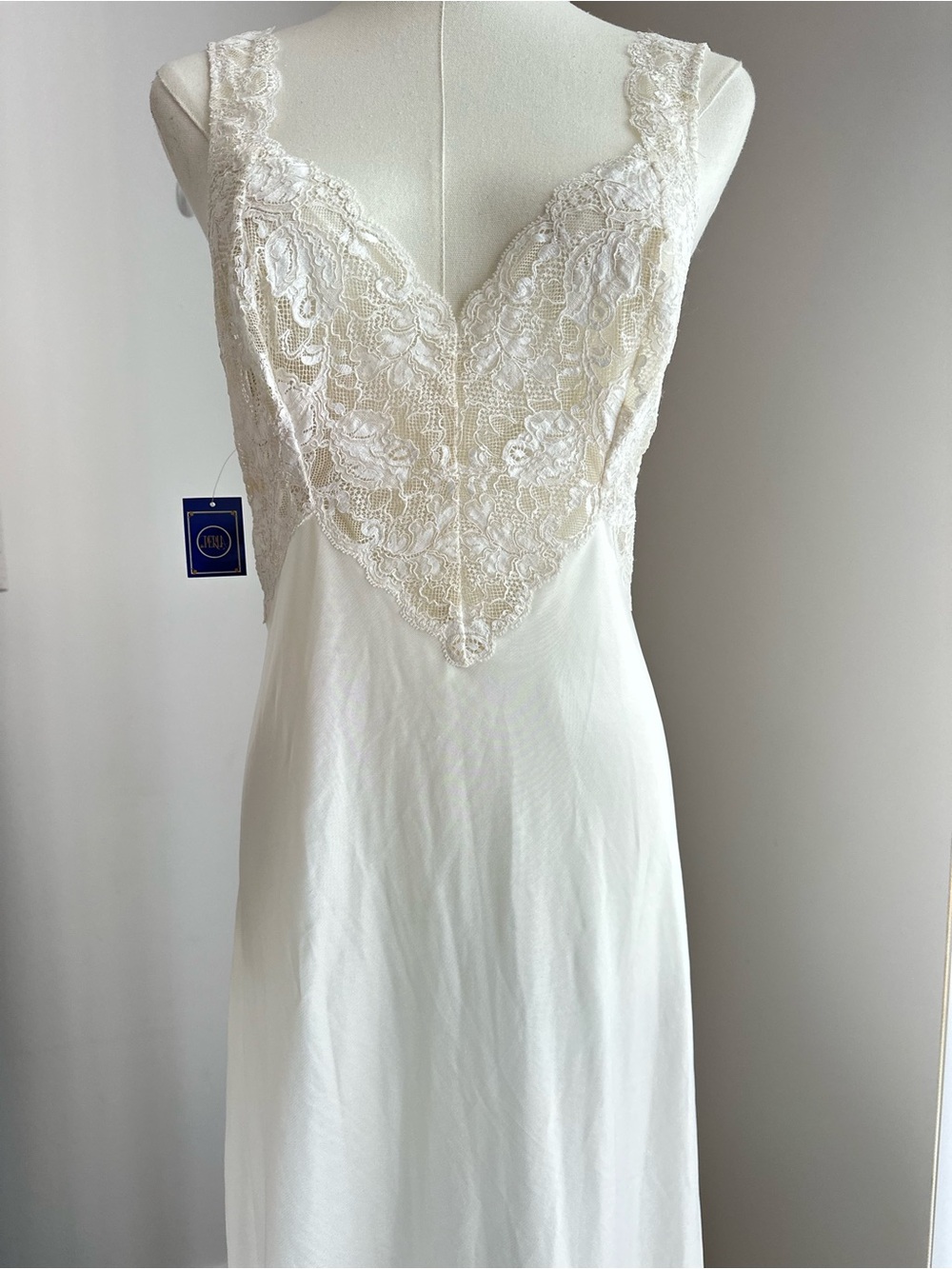 New La Perla Vintage white/ivory Lace V-Neck Slip Dress